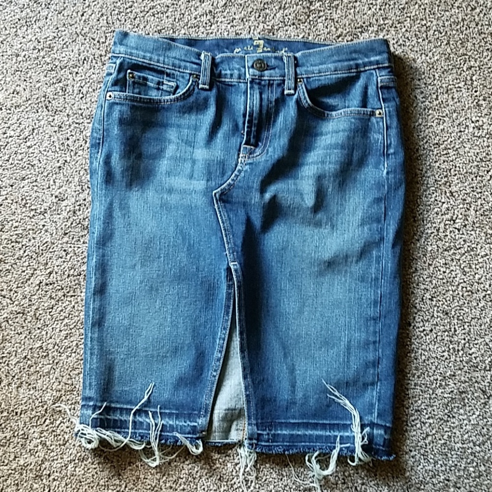 7 for all mankind slit front denim pencil skirt 27